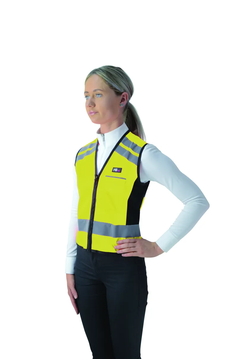 Hy Equestrian Please Pass Wide and Slow Waistcoat - Yellow/Black-1